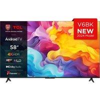 TCL V6BK 58" 4K Ultra HD Smart Android TV [2024] - 58V6BK, Black