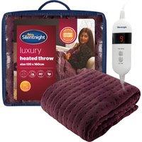 Silentnight Luxury Heated Throw - Berry, Red