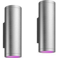 Philips Hue Ambiance Appear White & Colour Outdoor Wall Light Twin Pack, Silver