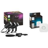 Philips Hue Ambiance Lily White and Colour Outdoor 3 Pack & Bridge, Black