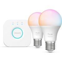Philips Hue Essentials Colour E27 2-pack and Bridge Kit, White