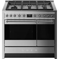 Smeg Classic A10G002PTX 100cm wide Dual Fuel Range Cooker with Gas Hob - Stainless Steel - A Rated, Stainless Steel