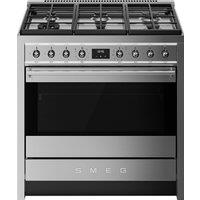 Smeg Classic A90G001PX 90cm wide Dual Fuel Range Cooker with Gas Hob - Stainless Steel - A+ Rated, Stainless Steel