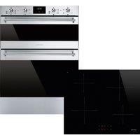 Smeg Classic AODUSF6300I Built In Electric Double Oven and Ceramic Hob Pack - Stainless Steel - A/B Rated, Stainless Steel