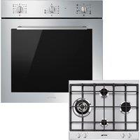 Smeg Cucina AOSF64M3G1 Built In Electric Single Oven and Gas Hob Pack - Stainless Steel - A Rated, Stainless Steel