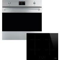 Smeg Classic AOSO6302I Built In Electric Single Oven and Induction Hob Pack - Stainless Steel / Black - A+ Rated, Stainless Steel