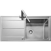 Rangemaster Arlington 1 Bowl Inset Kitchen Sink - Micro-Sheen Soft Brushed Finish, Grey