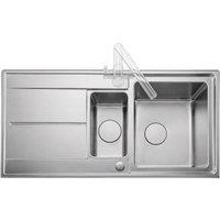 Rangemaster Arlington 1.5 Bowl Inset Kitchen Sink - Micro-Sheen Soft Brushed Finish, Grey
