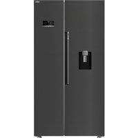 Beko HarvestFresh ASD2442VPZ Non-Plumbed Frost Free American Fridge Freezer - Black Steel - E Rated, Black