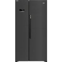 Beko HarvestFresh ASL1442VPZ Frost Free American Fridge Freezer - Black Steel - E Rated, Black