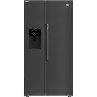 Beko HarvestFresh ASP342VPZ Plumbed Frost Free American Fridge Freezer - Black Steel - E Rated, Black