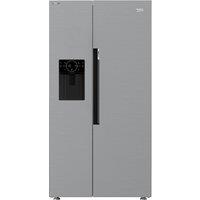 Beko HarvestFresh ASP352VPX Plumbed Frost Free American Fridge Freezer - Brushed Steel - D Rated, Stainless Steel