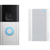 Ring Video Doorbell Plus + Chime Pro Smart Doorbell - Satin Nickel, Aluminium