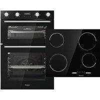 Hisense BI6095CGUK Built In Electric Double Oven and Ceramic Hob Pack - Black - A/A Rated, Black