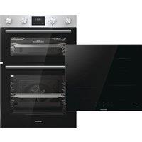 Hisense BI6095HIXUK Built In Electric Double Oven and Induction Hob Pack - Stainless Steel / Black - A/A Rated, Stainless Steel
