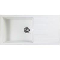 Rocklite Bredon 1 Bowl Inset Kitchen Sink - White, White