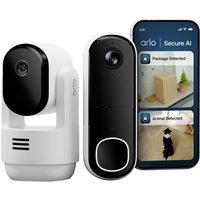 Arlo Essential E3 PTZ INDOOR 2K & DOORBELL HD Bulb IP Smart Home Security Camera - White, White