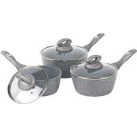 Salter Marblestone 3 Piece Pan Set - Grey, Grey