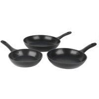 Salter Geo Hex 3 Piece Pan Set - Black, Black