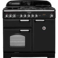 Rangemaster Classic Deluxe CDL100DFFBL/C 100cm Dual Fuel Range Cooker - Black / Chrome - A/A Rated, Black