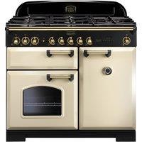 Rangemaster Classic Deluxe CDL100DFFCR/B 100cm Dual Fuel Range Cooker - Cream / Brass - A/A Rated, Cream