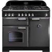 Rangemaster Classic Deluxe CDL100DFFSL/C 100cm Dual Fuel Range Cooker - Slate / Chrome - A/A Rated, Grey