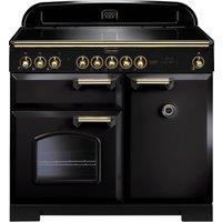 Rangemaster Classic Deluxe CDL100EIBL/B 100cm Electric Range Cooker with Induction Hob - Black / Brass - A/A Rated, Black