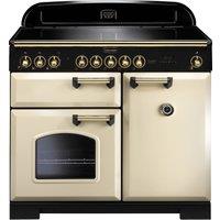 Rangemaster Classic Deluxe CDL100EICR/B 100cm Electric Range Cooker with Induction Hob - Cream / Brass - A/A Rated, Cream