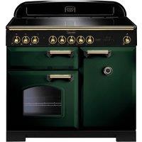 Rangemaster Classic Deluxe CDL100EIRG/B 100cm Electric Range Cooker with Induction Hob - Racing Green / Brass - A/A Rated, Green