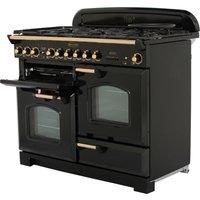 Rangemaster Classic Deluxe CDL110DFFBL/B 110cm Dual Fuel Range Cooker - Black / Brass - A/A Rated, Black