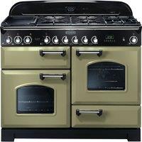 Rangemaster Classic Deluxe CDL110DFFOG/C 110cm Dual Fuel Range Cooker - Olive Green / Chrome - A/A Rated, Green