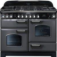 Rangemaster Classic Deluxe CDL110DFFSL/C 110cm Dual Fuel Range Cooker - Slate Grey / Chrome - A/A Rated, Grey
