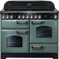 Rangemaster Classic Deluxe CDL110ECMG/C 110cm Electric Range Cooker with Ceramic Hob - Mineral Green / Chrome - A/A Rated, Green