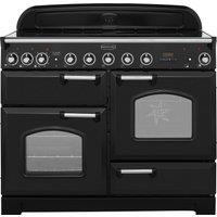 Rangemaster Classic Deluxe CDL110EIBL/C 110cm Electric Range Cooker with Induction Hob - Black / Chrome - A/A Rated, Black