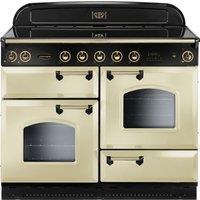 Rangemaster Classic Deluxe CDL110EICR/B 110cm Electric Range Cooker with Induction Hob - Cream / Brass - A/A Rated, Cream