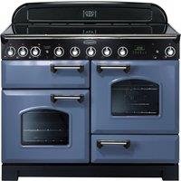 Rangemaster Classic Deluxe CDL110EISB/C 110cm Electric Range Cooker with Induction Hob - Stone Blue / Chrome - A/A Rated, Blue