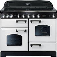 Rangemaster Classic Deluxe CDL110EIWH/C 110cm Electric Range Cooker with Induction Hob - White / Chrome - A/A Rated, White