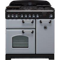 Rangemaster Classic Deluxe CDL90DFFRP/C 90cm Dual Fuel Range Cooker - Royal Pearl / Chrome - A/A Rated, Grey