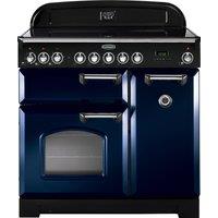 Rangemaster Classic Deluxe CDL90ECRB/C 90cm Electric Range Cooker with Ceramic Hob - Regal Blue / Ch