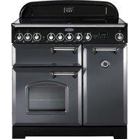 Rangemaster Classic Deluxe CDL90ECSL/C 90cm Electric Range Cooker with Ceramic Hob - Slate Grey / Ch