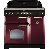 Rangemaster Classic Deluxe CDL90EICY/C 90cm Electric Range Cooker with Induction Hob - Cranberry / Chrome - A/A Rated, Red