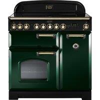Rangemaster Classic Deluxe CDL90EIRG/B 90cm Electric Range Cooker with Induction Hob - Racing Green / Brass - A/A Rated, Green