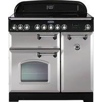 Rangemaster Classic Deluxe CDL90EIRP/C 90cm Electric Range Cooker with Induction Hob - Royal Pearl / Chrome - A/A Rated, Grey