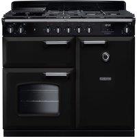 Rangemaster Classic CL100DFPGBL/CM1 100cm Dual Fuel Range Cooker with Gas Hob - Black / Chrome - A Rated, Black