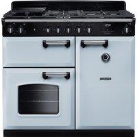 Rangemaster Classic CL100DFPMSB/CM1 100cm Dual Fuel Range Cooker with Gas Hob - Misty Blue / Chrome - A Rated, Blue