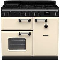 Rangemaster Classic CL100DFPPCR/CM1 100cm Dual Fuel Range Cooker - Pale Cream / Chrome - A Rated, Cream