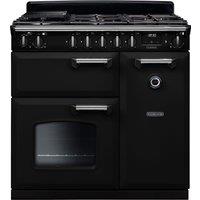 Rangemaster Classic CL90DFPGBL/CM1 90cm Dual Fuel Range Cooker with Gas Hob - Black / Chrome - A/A Rated, Black