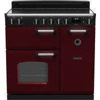 Rangemaster Classic CL90EIPBOR/CM1 90cm Electric Range Cooker with Induction Hob - Bordeaux / Chrome - A Rated, Red