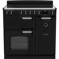 Rangemaster Classic CL90EIPGBL/CM1 90cm Electric Range Cooker with Induction Hob - Black / Chrome - A Rated, Black