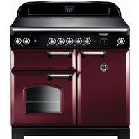 Rangemaster Classic productcode 100cm Electric Range Cooker with Ceramic Hob - Cranberry / Chrome - A/A Rated, Red